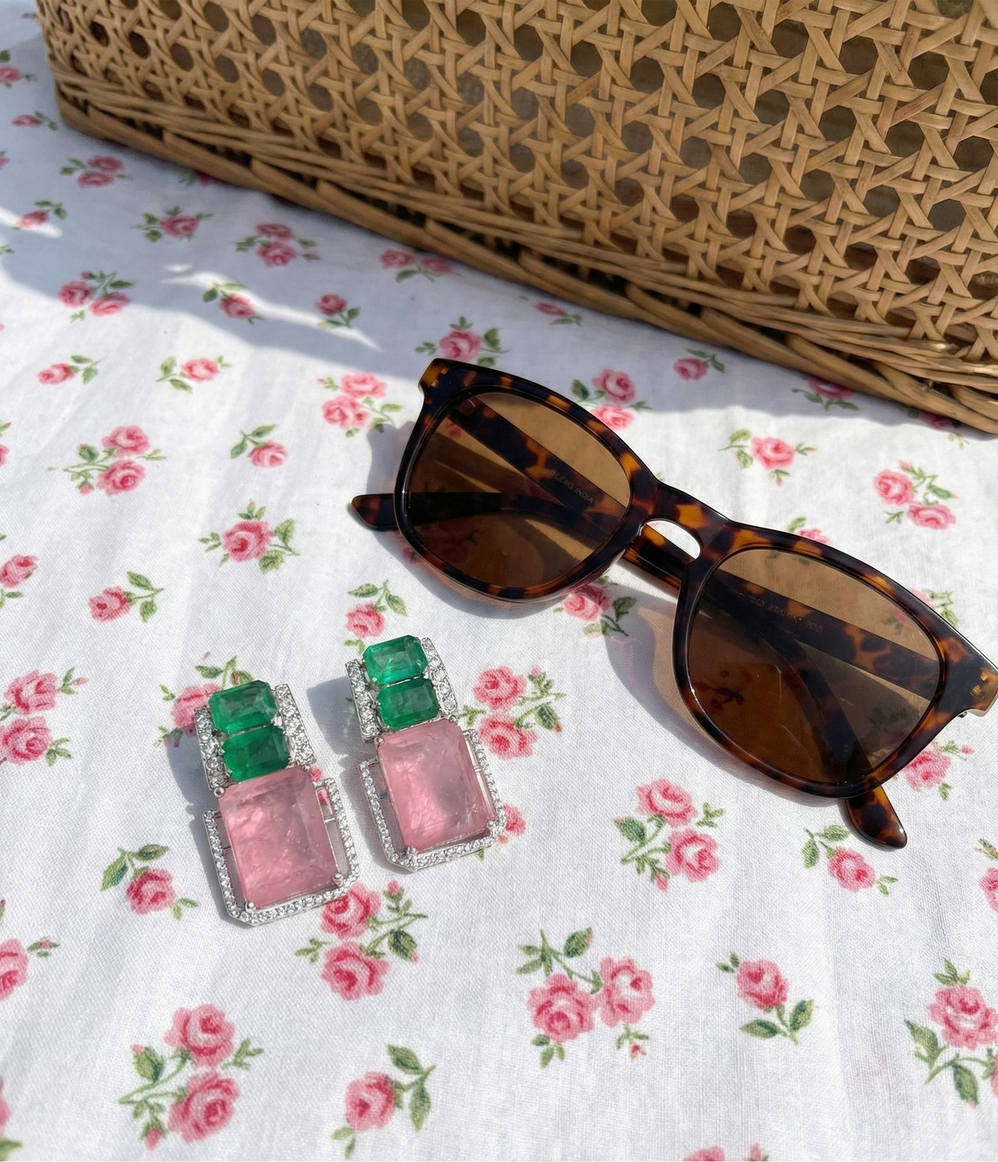 Rose & Green Earrrings