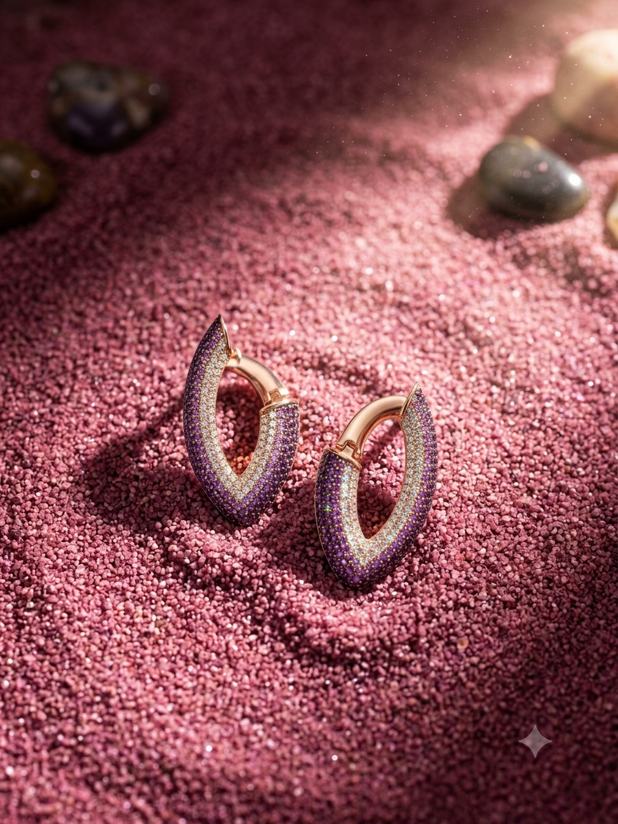 Streaks of paint - Pink V shape earrings