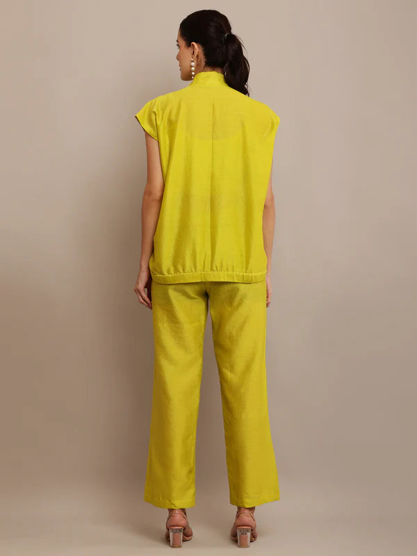 WHITE FLORAL LIME TOP & PANT