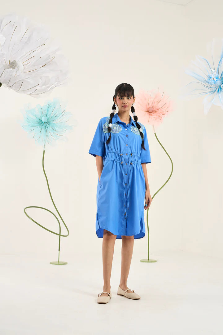 Oliver Applique Dress-French Blue