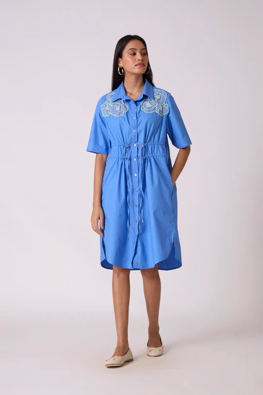 Oliver Applique Dress-French Blue