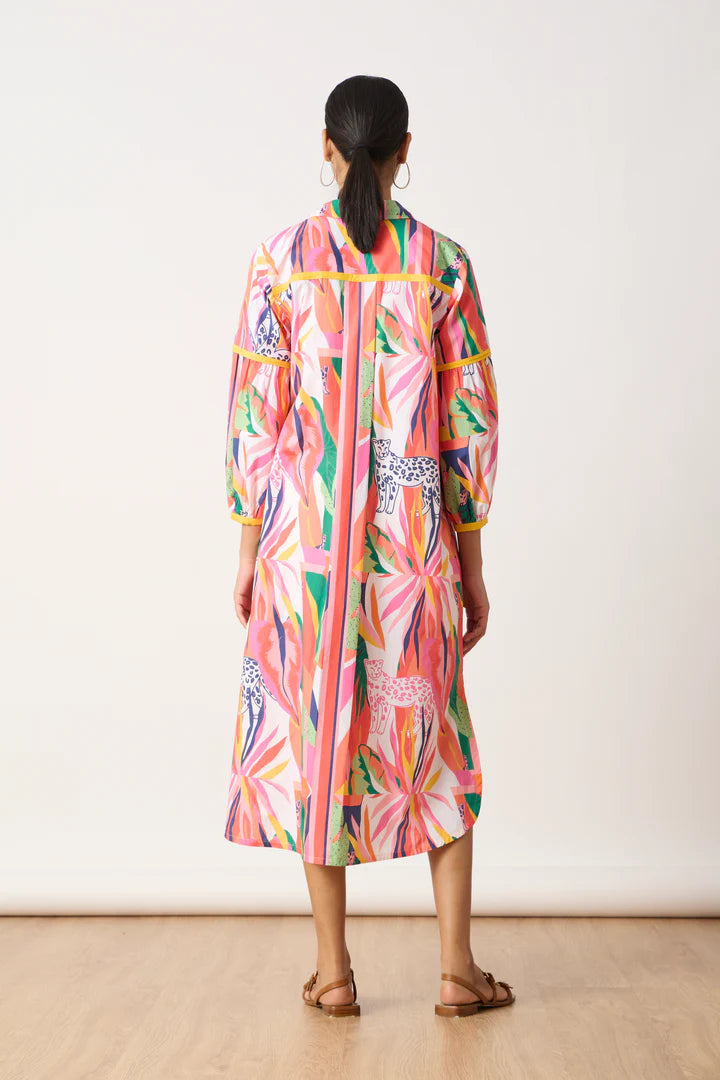 Erin Shirt Dress-Tropical Print