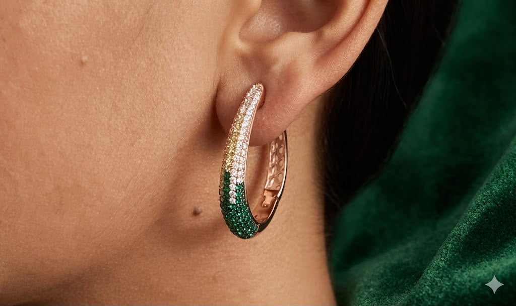 Shades of Forest - Oval Hoop Earrings