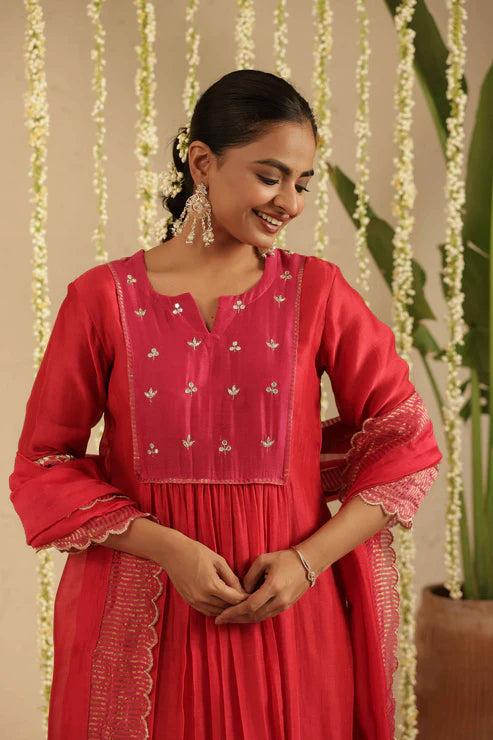 Red/ Rani Gota Patti Suit Set