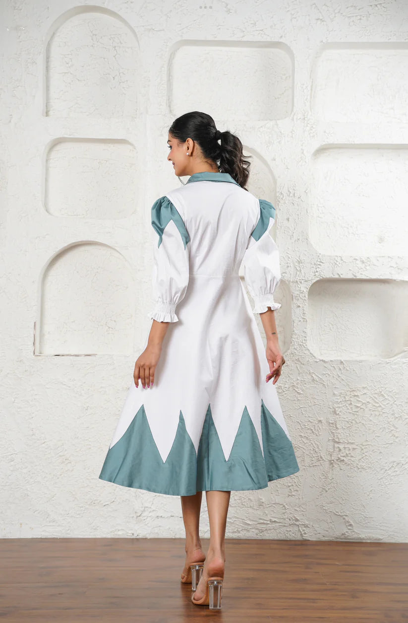Ivory & Teal Statement Dress