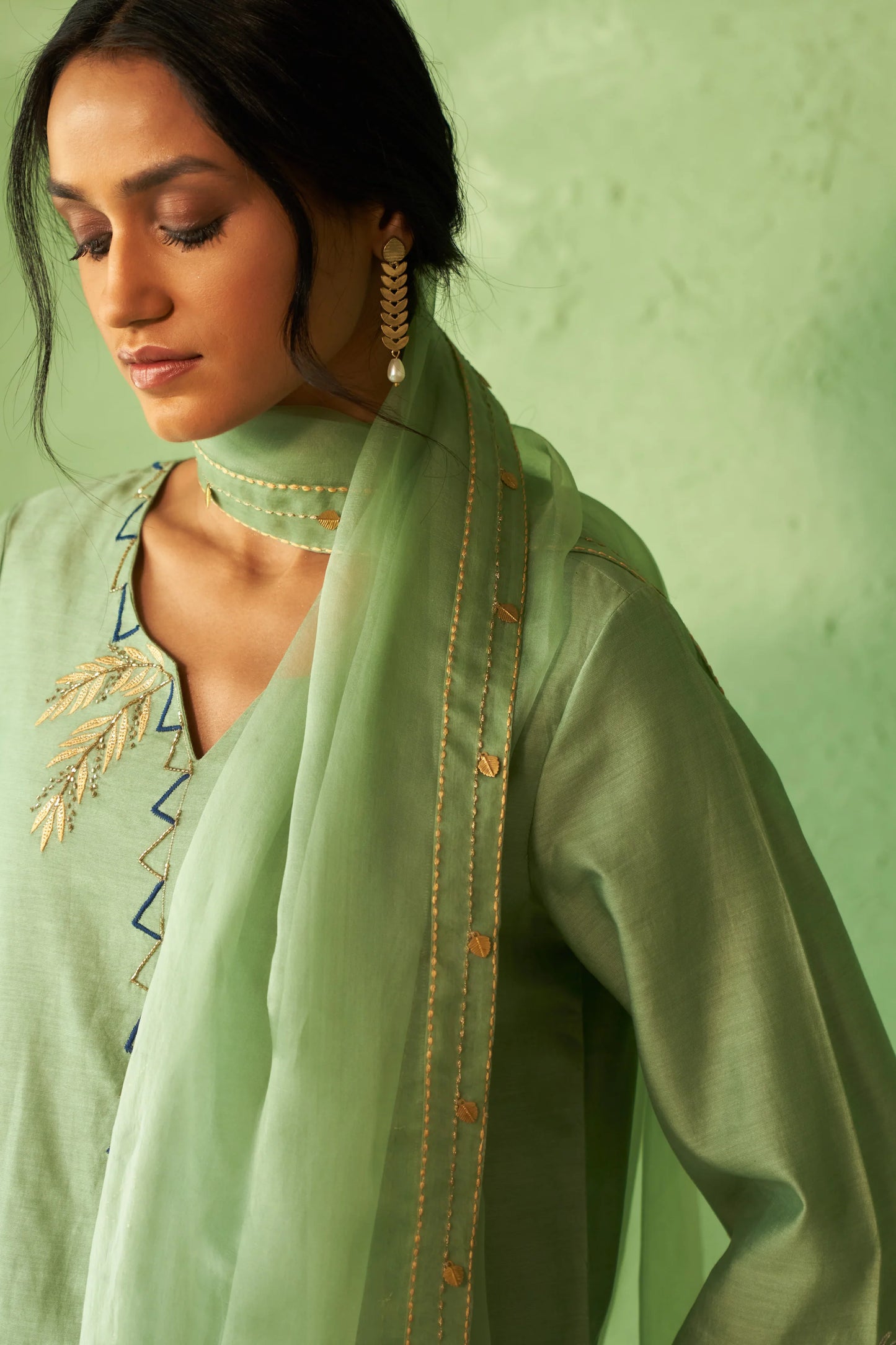 Tea Green Short Kurta Set
