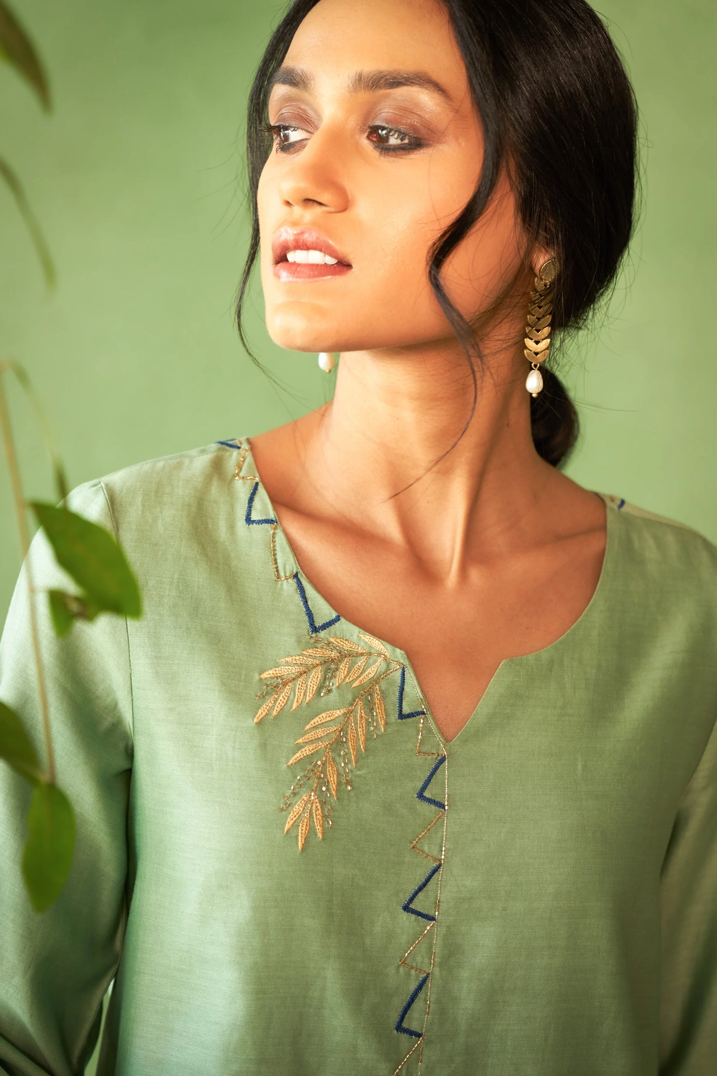 Tea Green Short Kurta Set