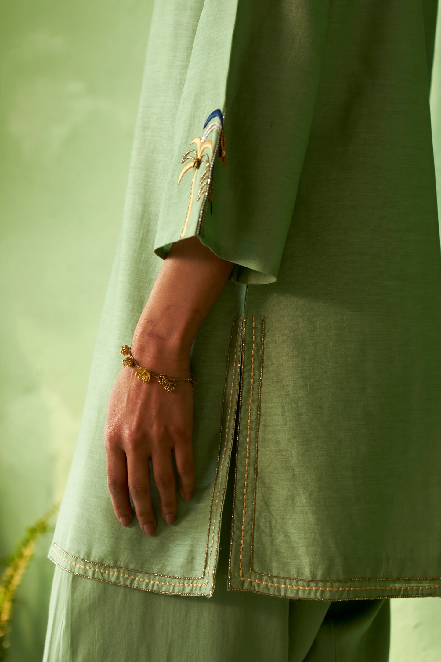 Tea Green Short Kurta Set