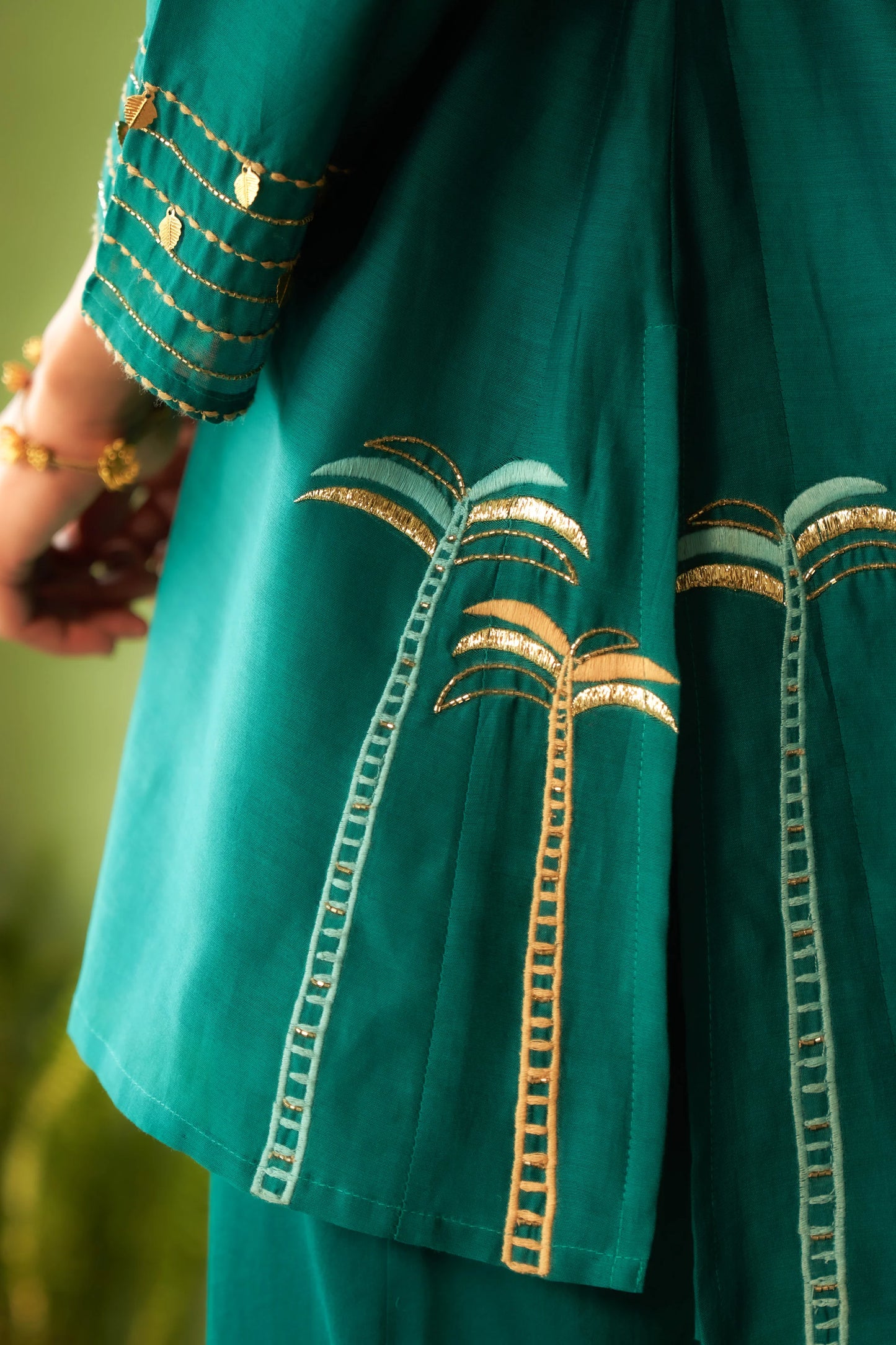 Peacock Green Collared Coord Set Rs. 15,000.00