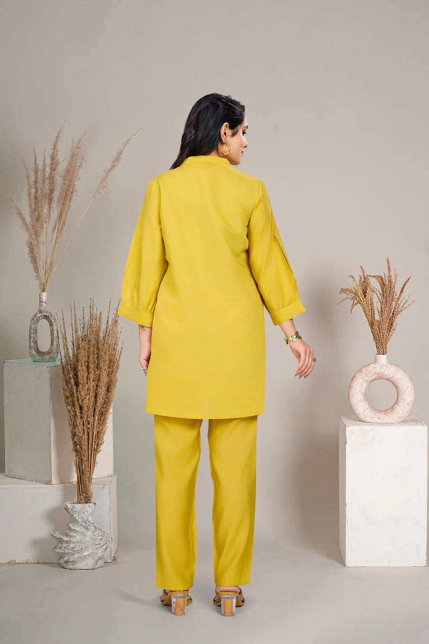 Yellow Embroidered Kurta With Pants