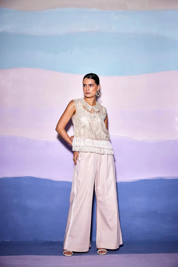 PETER COLLAR FRILLED TOP & BOOT PANT