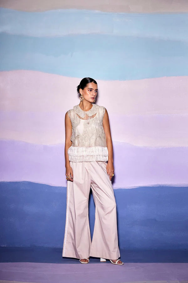 PETER COLLAR FRILLED TOP & BOOT PANT