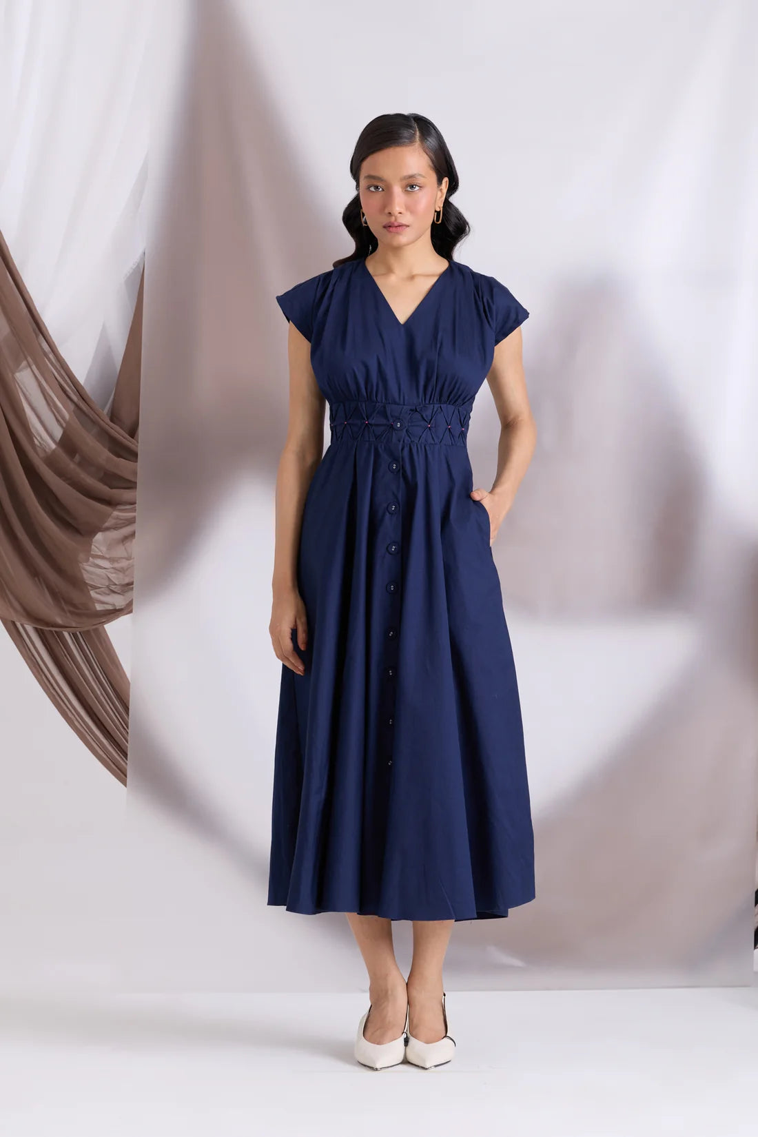 Elowen Pintuck Dress Blue