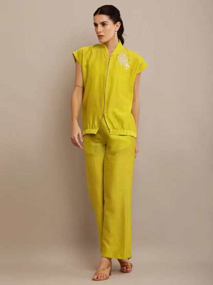 WHITE FLORAL LIME TOP & PANT