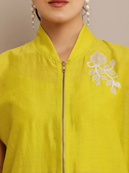 WHITE FLORAL LIME TOP & PANT