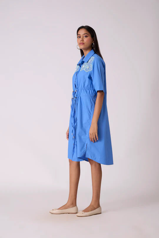 Oliver Applique Dress-French Blue