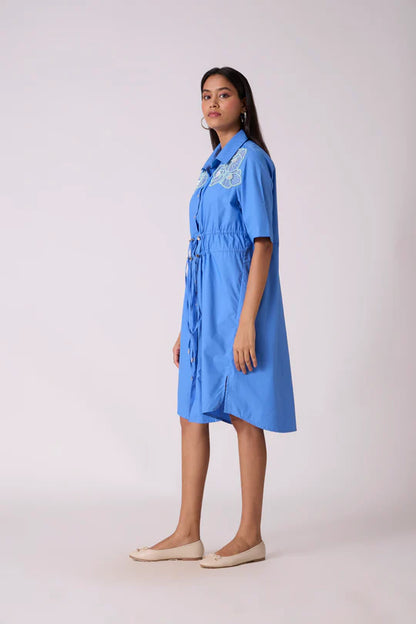 Oliver Applique Dress-French Blue