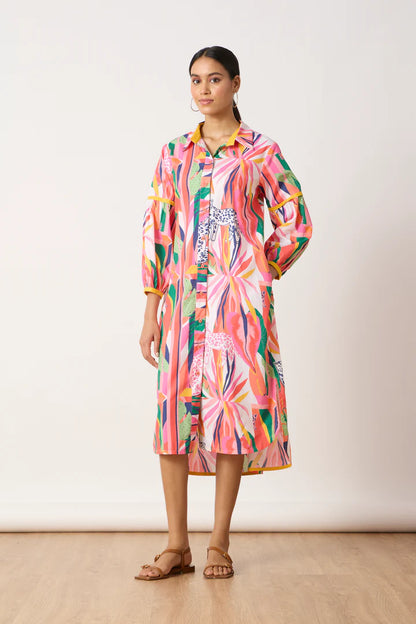 Erin Shirt Dress-Tropical Print