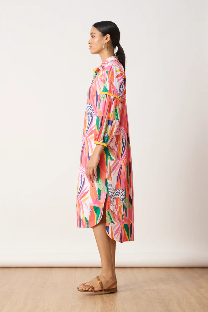 Erin Shirt Dress-Tropical Print