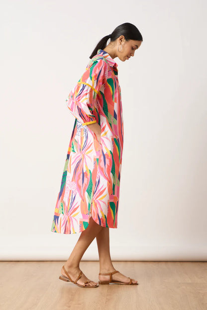 Erin Shirt Dress-Tropical Print
