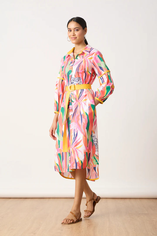 Erin Shirt Dress-Tropical Print