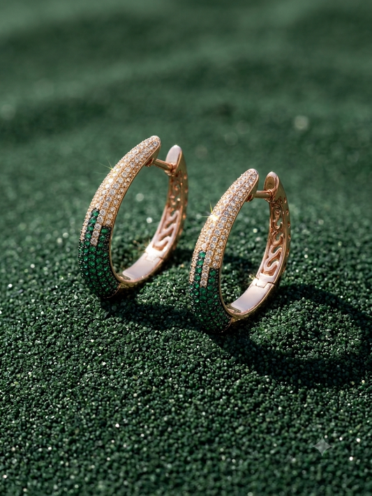 Shades of Forest - Oval Hoop Earrings