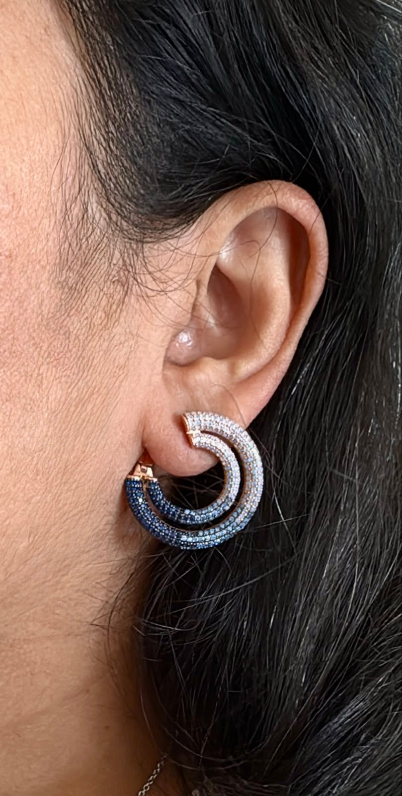 Whispers of Colour - Blue c shape earrings