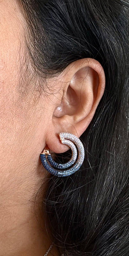 Whispers of Colour - Blue c shape earrings
