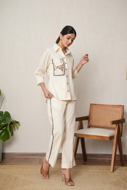 Embroidered Ivory Co-Ord Set