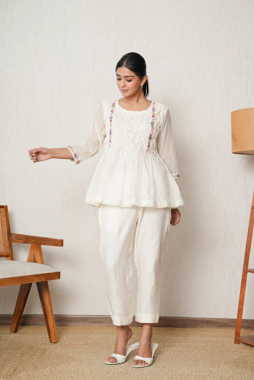 Smocked Ivory Co-Ord Set