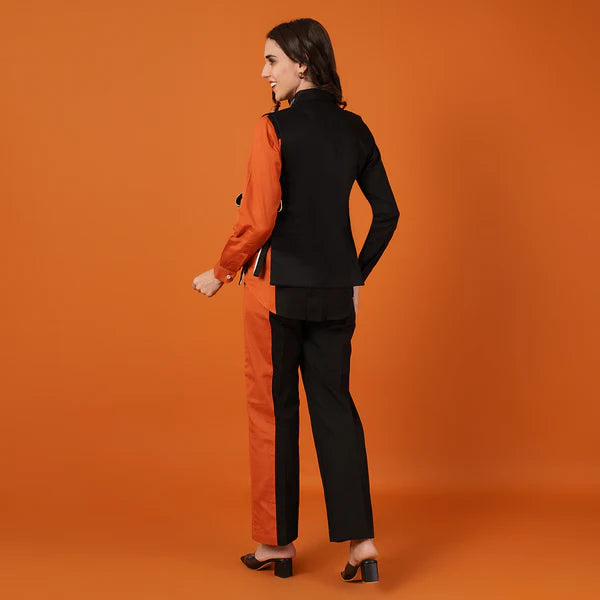 Rust Black Coin Waist Coat Coord