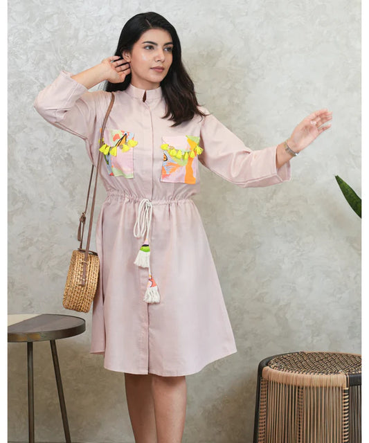 Pastel Pink Tropical Pocket Dress