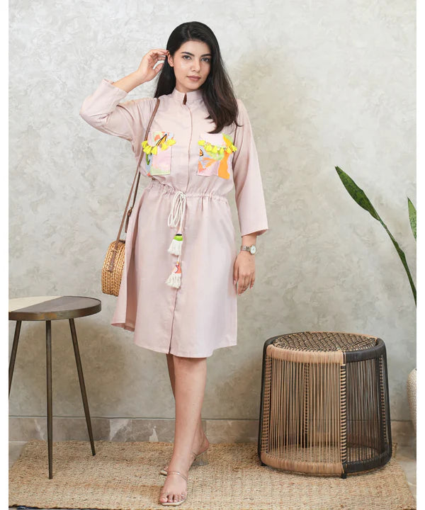 Pastel Pink Tropical Pocket Dress