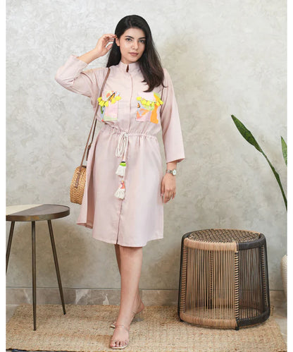 Pastel Pink Tropical Pocket Dress