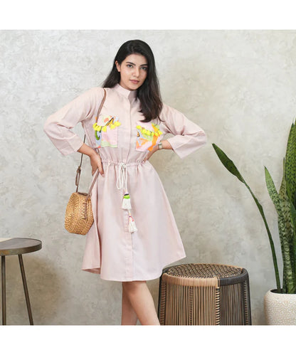 Pastel Pink Tropical Pocket Dress