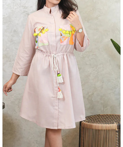 Pastel Pink Tropical Pocket Dress
