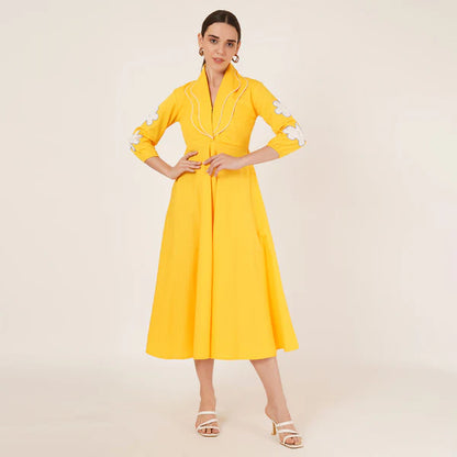 Yellow Double Collar Dress