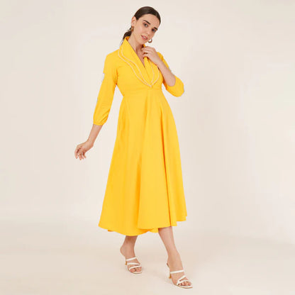 Yellow Double Collar Dress