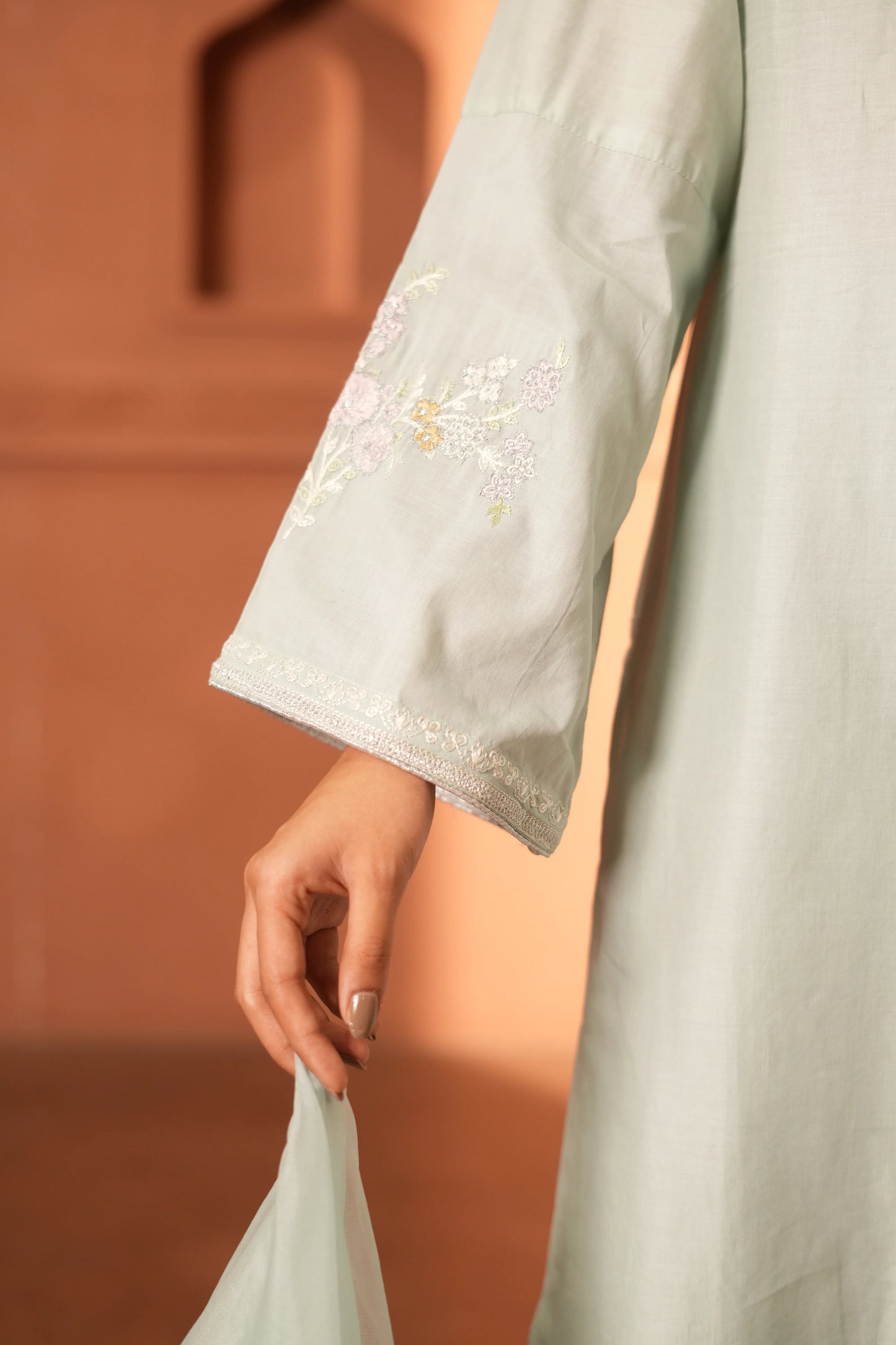 Sky Blue Lawn Embroidered Kurta Set with Dupatta