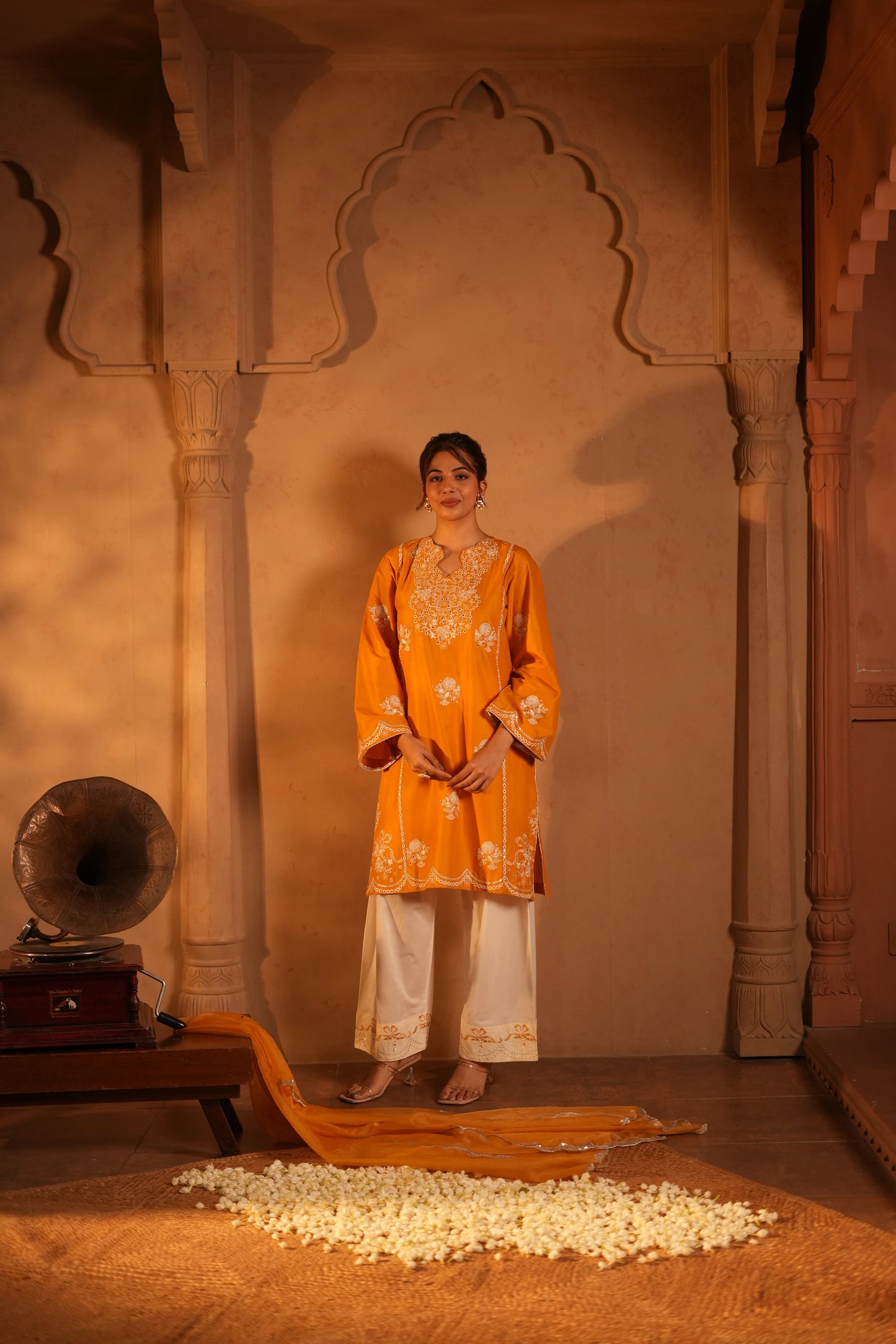 Yellow Lawn Embroidered Kurta Set with Dupatta