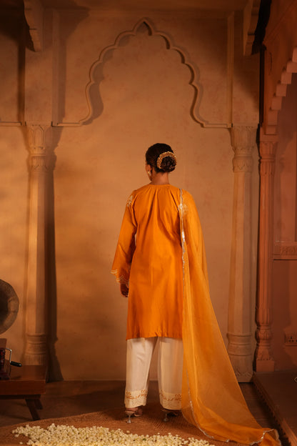 Yellow Lawn Embroidered Kurta Set with Dupatta