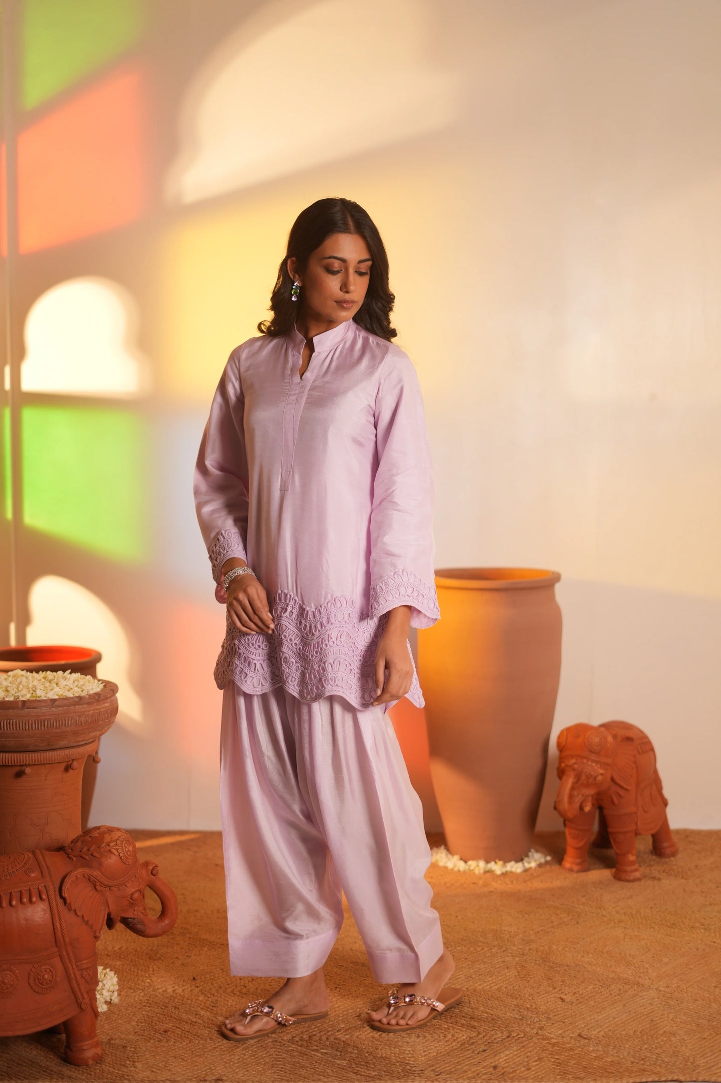 Lilac Dola Silk Farsi Salwar Set