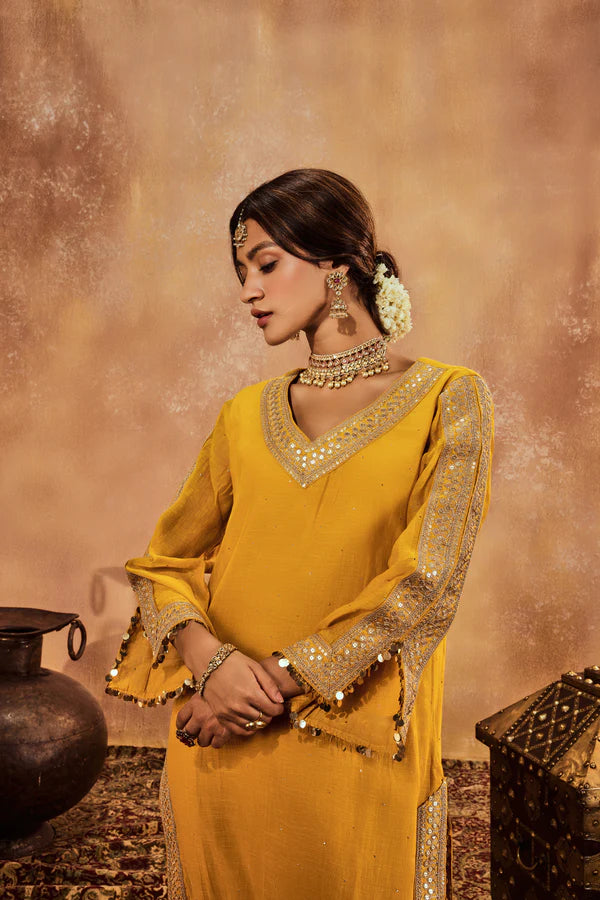 FALAK YELLOW KURTA SET