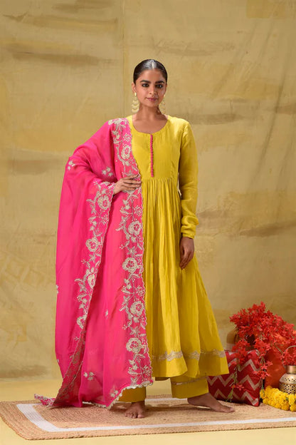 Lime Yellow Anarkali