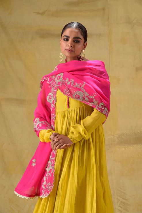 Lime Yellow Anarkali