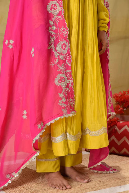 Lime Yellow Anarkali