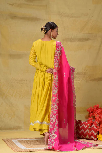 Lime Yellow Anarkali