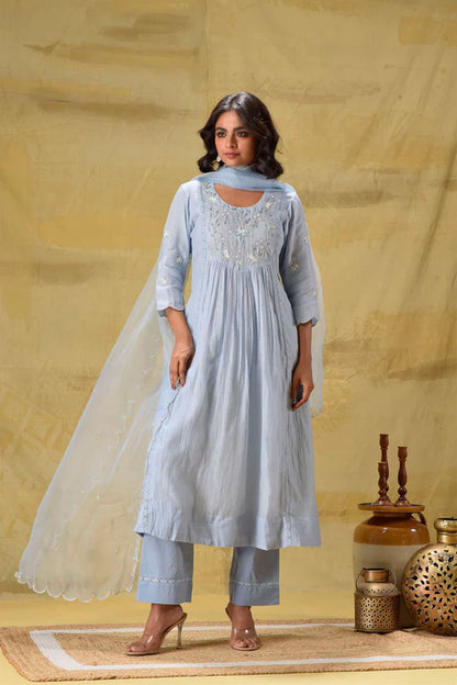 Powder Blue Cut daana Suit set