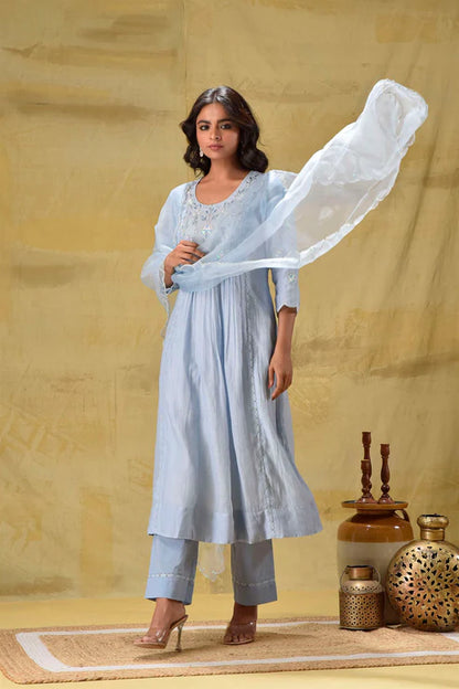 Powder Blue Cut daana Suit set