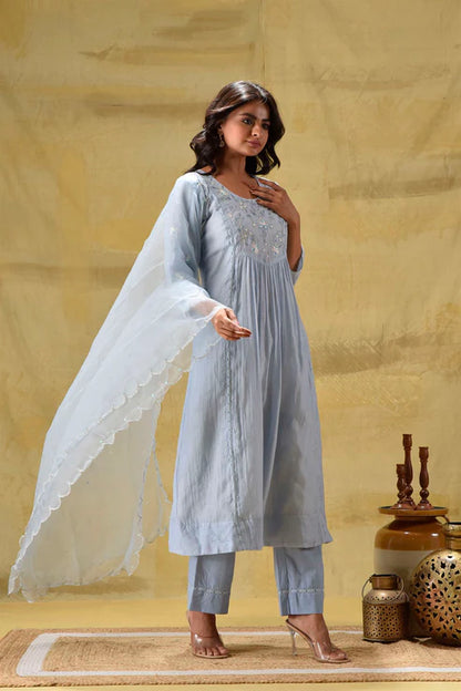 Powder Blue Cut daana Suit set